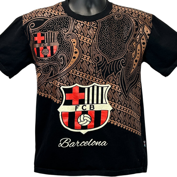 FC Barcelona T Shirt Mens S Small Black FCB Soccer Football Futbol Hans Rock - Picture 1 of 6